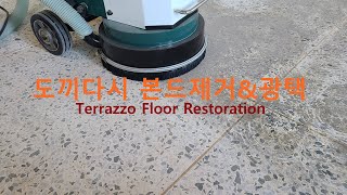 도끼다시본드제거amp광택 Terrazzo Floor Restoration [upl. by Allys782]