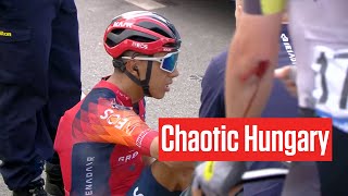 Egan Bernal And Others Crash In Tour Of Hongrie 2023 [upl. by Llatsyrc]