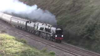 34046 Braunton on The Torbay Express passes 44932 on The Royal Duchy at Exeter [upl. by Smoot585]