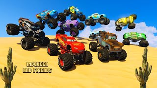 Race Cars in the Desert Monster Truck McQueen Mater Aiken Axler The King Chick Hicks and Friends [upl. by Galatia]