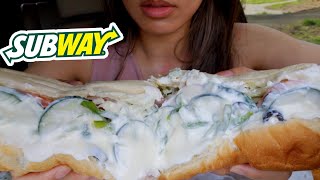 ASMR EATING SUBWAY TUNA SANDWICH amp CHIPS REAL SOUND 먹방 NO TALKING TWILIGHT SHOW [upl. by Akived]