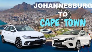 Johannesburg to Cape Town Roadtrip  Polo TSI Life DSG  Honda Ballade  Fuel Costs  Tollgates [upl. by Omrellug]