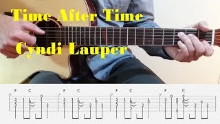 Time After Time  Cyndi Lauper  Fingerstyle guitar with tabs [upl. by Deborah]