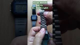 Cool slim watch with EL Backlight casio electroluminescence slimwatch [upl. by Elladine]