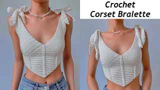 Crochet Corset Bralette Tutorial  Crochet Corset Top  Chenda DIY [upl. by Bowie]