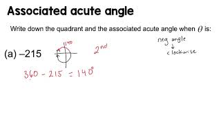 Angles in Quadrants 13 Associated Acute Angles [upl. by Edy]