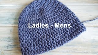 crochet How To  Crochet a Simple Beanie for Ladies  Mens Size 22quot24quot [upl. by Sheedy]