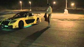 Veilside RX7 LS1 Batmobile Drifting at AMP Halloween Drift Night [upl. by Grimona]