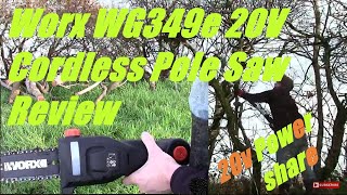 Worx WG349E 20V Cordless Pole Saw Pruner Review [upl. by Ulyram414]