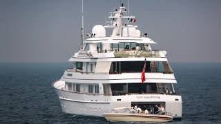 The 62m yacht Prediction is owned by Robert Lourie  a photo gallery [upl. by Ahilam473]