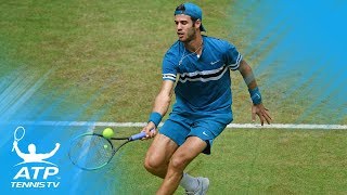 Karen Khachanov beats Kei Nishikori on a crazy match point  Halle 2018 [upl. by China]