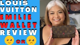 LOUIS VUITTON EMILIE WALLET  HONEST REVIEW [upl. by Hillie]