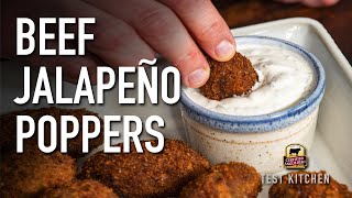 DeepFried Jalapeño Beef Poppers Recipe [upl. by Yadsendew]