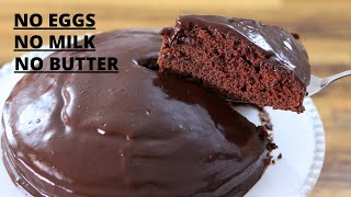 Chocolate Cake Recipe – No Eggs No Milk No Butter [upl. by Anawak]