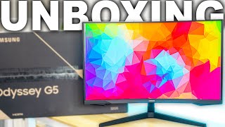 Samsung Odyssey G5 32 Inch Gaming Monitor Unboxing [upl. by Salisbury89]