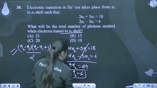 Electronic transition in He ion takes place from n2 to n1 shell such that 2n2  3n1  18 2n2 amp [upl. by Cletus]