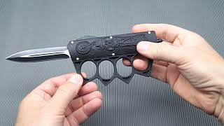 PK73 Automatic Knife  Brass Knuckles  Spring Knife [upl. by Idolem308]