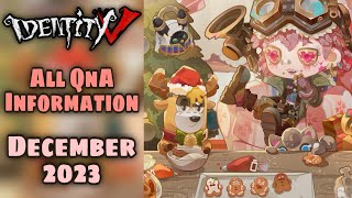 Official QnA Info of December 2023 New Features Character Adjustments Skins Events  Identity V [upl. by Urbana]