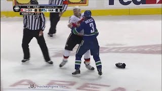 Mark Giordano vs Kevin Bieksa Mar 8 2014 [upl. by Shell918]