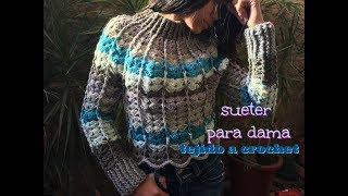 Como tejer un Sueter para Mujer a crochet Sueter Cielo [upl. by Livvie963]