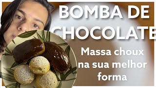 BOMBA DE CHOCOLATE  MASSA CHOUX RECEITA ORIGINAL  RECEITAS TRADICIONAIS [upl. by Cohlier]