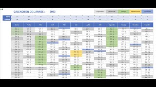 Créer un calendrier dynamique annuel 1  Tuto Excel [upl. by Vevay]