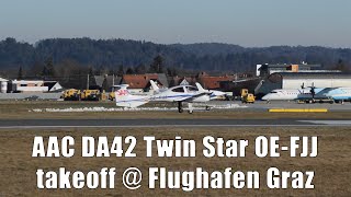 AAC DA42 Twin Star takeoff  Flughafen Graz  OEFJJ [upl. by Inar]