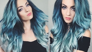 HAIR COLOR TUTORIAL  Blue Green Ombre Hair Dye [upl. by Myles625]