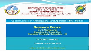 Special Lecture on “Participatory Rural Appraisal PRAquot [upl. by Naggem]