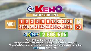 Tirage du midi Keno® du 01 janvier 2023  Résultat officiel  FDJ [upl. by Ylloh]