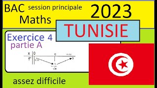 BAC MATHS session principale TUNISIE 2023 Corrigé Exercice 4 partie A etude de fonction et courbe [upl. by Acsirp]