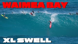 SURFING XL WAIMEA BAY 4K Raw Storm Swell [upl. by Atilek]