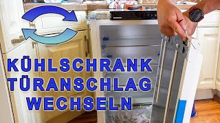 Kühlschrank Türanschlag wechseln  Kühlschrank Türanschlag links oder rechts wechseln Liebherr [upl. by Dagnah]