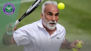 Mansour Bahrami trick underarm serve  Wimbledon 2019 [upl. by Arahas]