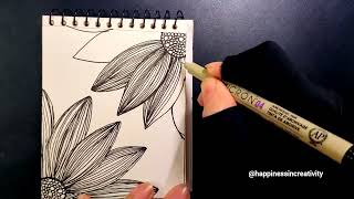 Easy Things to Draw When Bored  Art Therapy Series 179  Line Art  Sunflower Art  Easy Drawing [upl. by Haneen455]