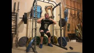 435x4 ssb squat 365x8 ssb front squat 405 march in place wssb in front rack [upl. by Adiehsar]