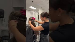 Closest color match gets babe hair extensions installed wefthair beautyschoolstudent hair [upl. by Khan]