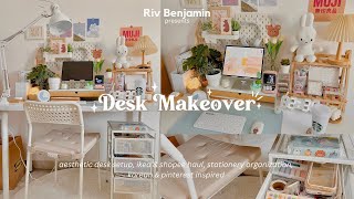 Aesthetic Desk Makeover  IKEA haul stationery organization Pinterest amp Koreaninspired 🌷✨ [upl. by Narut]