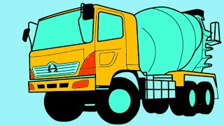 How to Draw a Concrete Mixer Truck Easy Step by Step  Drawing Concrete mixer car [upl. by Thorvald]