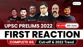 First Reaction on UPSC CSE Prelims 2022 Paper  CutOff amp 2022 Trend [upl. by Shawna487]