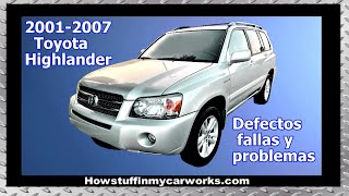 Toyota Highlander Modelos 2001 al 2007 defectos fallas revisiones y problemas comunes [upl. by Roseline]