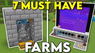 7 MUST HAVE Farms Minecraft Bedrock 121 [upl. by Alarick]