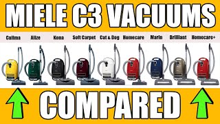 Miele C3 Canister Vacuums Compared Calima vs Alize vs Kona vs Marin vs Brilliant vs Cat amp Dog [upl. by Absalom]