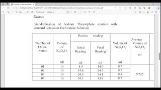 Standardization of Sodium Thiosulphate solution with standard Potassium Dichromate solution [upl. by Doro]