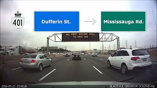 Driving in Toronto  Morning rush hour on highway 401 west Front dash cam [upl. by Deva275]