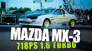 Mazda MX 3 16 Turbo 718HP  acceleration pure sound [upl. by Janis]