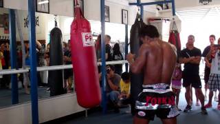 Muay Thai Bag Training  Buakaw at Boxing Works  3103711500 [upl. by Annoeik]