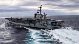 US Navy Aircraft Carrier Performs High Speed Turns [upl. by Derek]