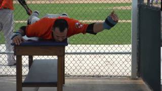 Baltimore Orioles pitcher doing scapular retraction exercises [upl. by Lotsirb]