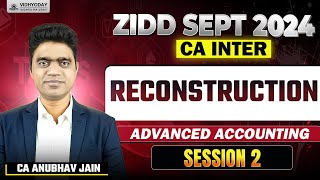 Reconstruction Session 2 CA Inter Advanced Accounting ZIDD Sep 2024 CA Anubhav Jain Vidhyoday [upl. by Ednutabab]